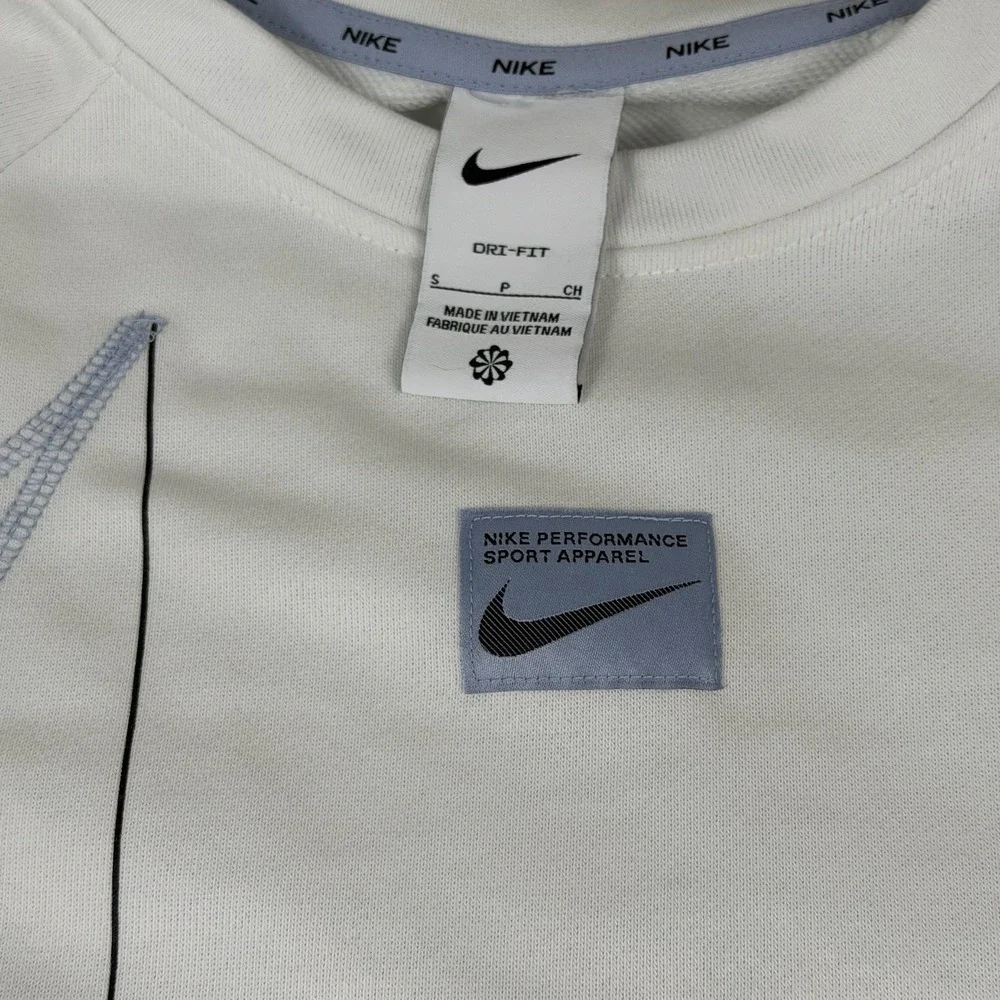 Nike Dri-FIT Long-Sleeve Fleece Fitness Top Shirt White DQ6622-121 Men's Size Sm